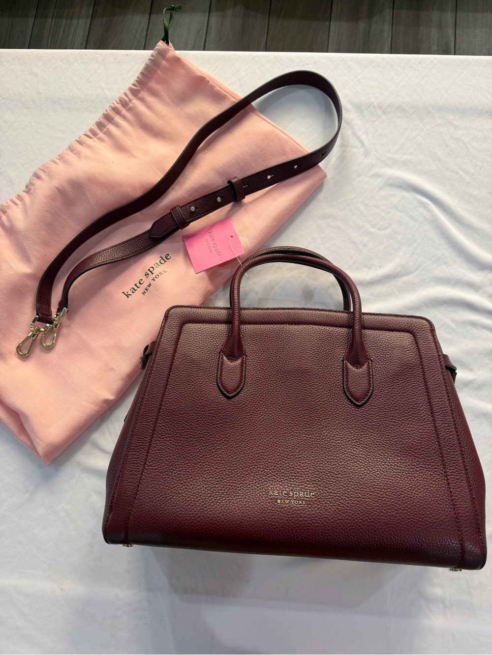 NWT Kate Spade Knott Satchel in Grenache Leather – Pristine with Dust Bag!